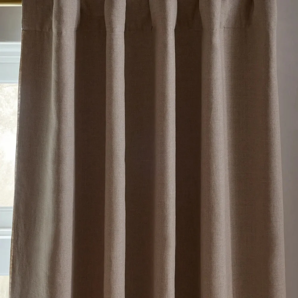 Quince European Linen Blackout Curtain Panel Dark Flax Size 96”x84” NWT